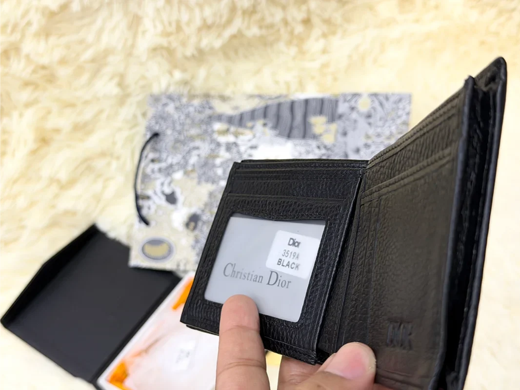 Dior Black Oblique Monogram Bifold Wallet with Silver Logo