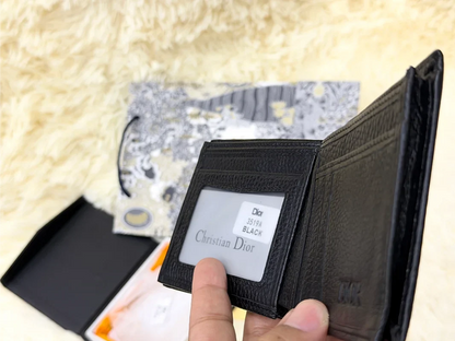 Dior Black Oblique Monogram Bifold Wallet with Silver Logo