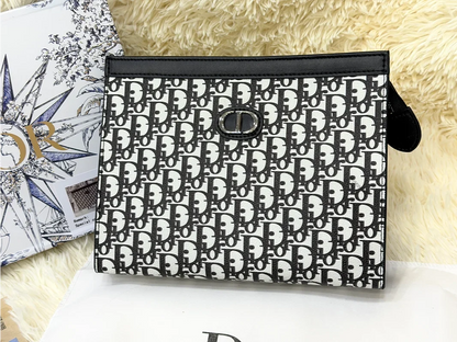 Dior Black & White Monogram Pattern Zip Pouch