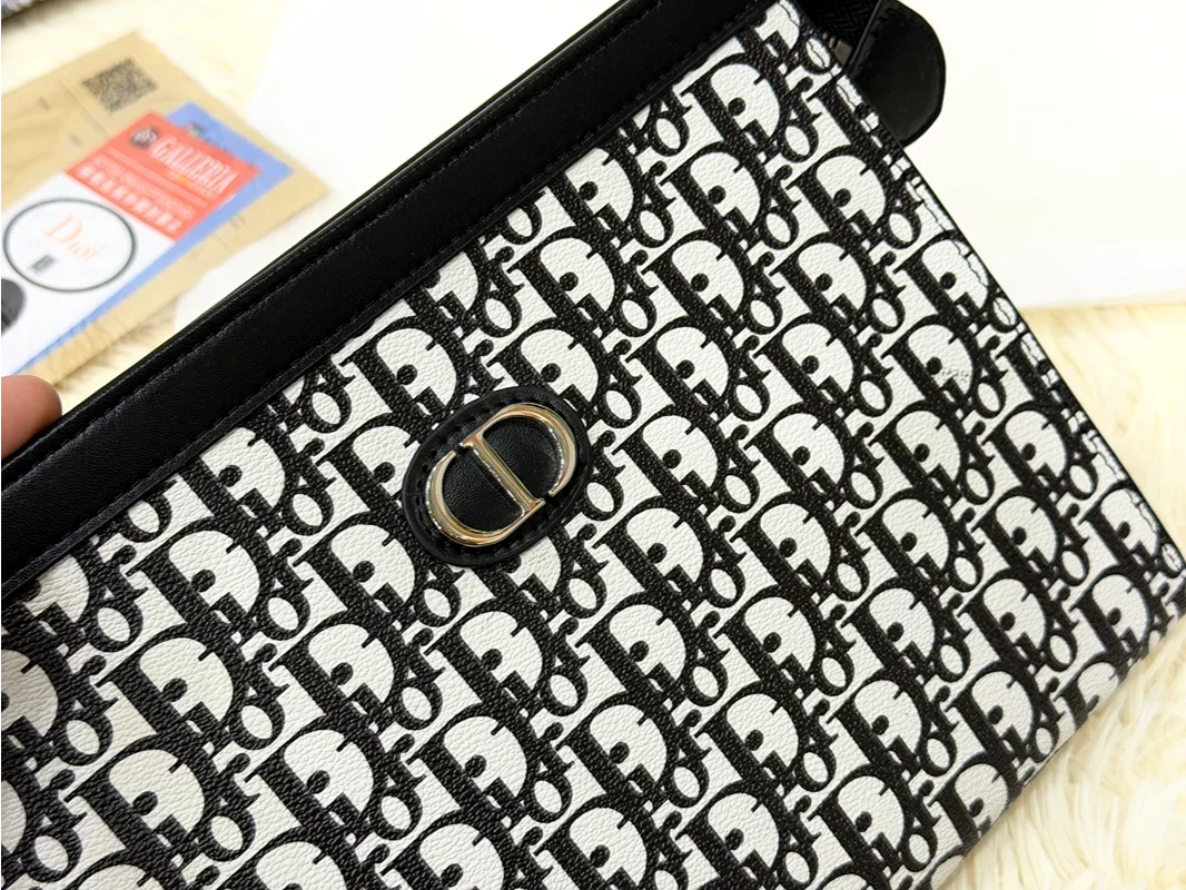 Dior Black & White Monogram Pattern Zip Pouch