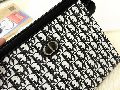 Dior Black & White Monogram Pattern Zip Pouch