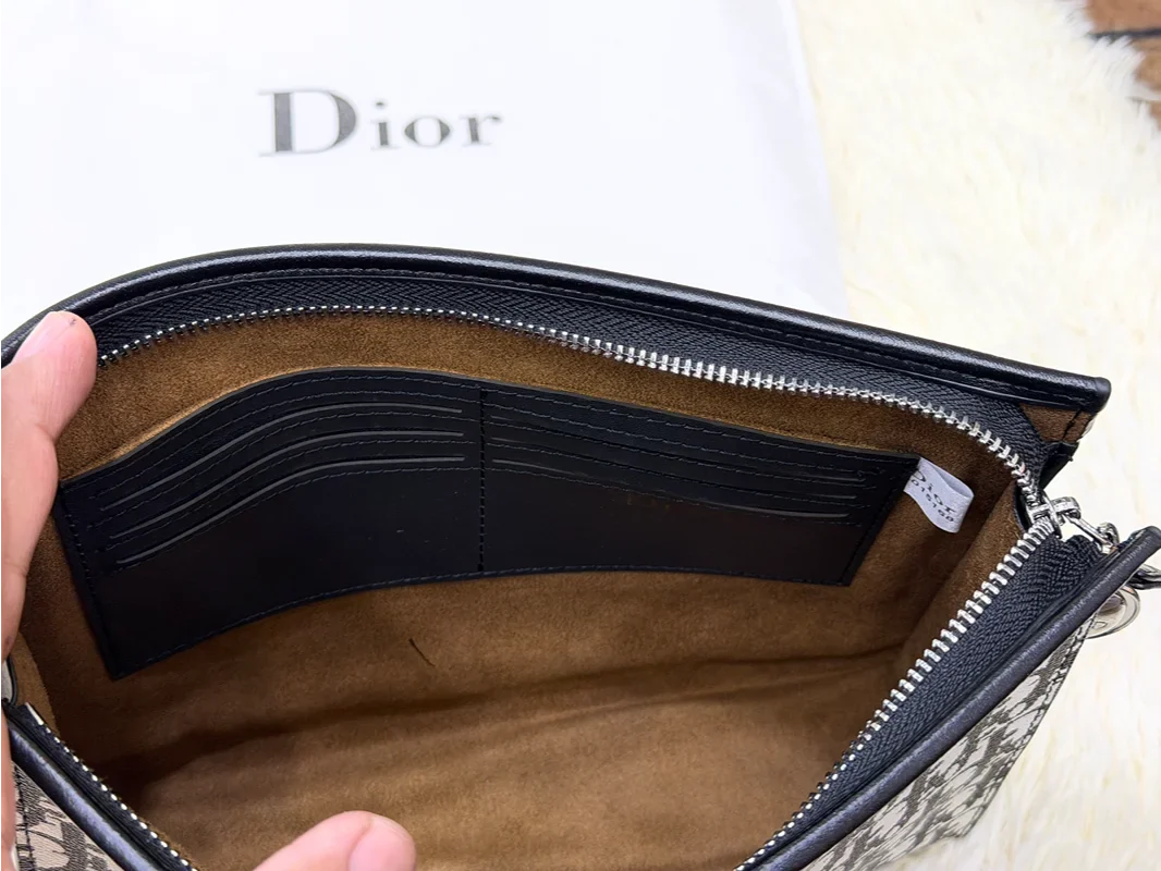 Dior Black & White Monogram Pattern Zip Pouch