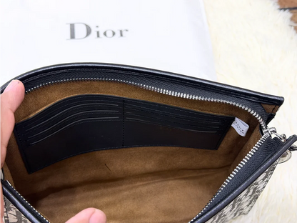 Dior Black & White Monogram Pattern Zip Pouch