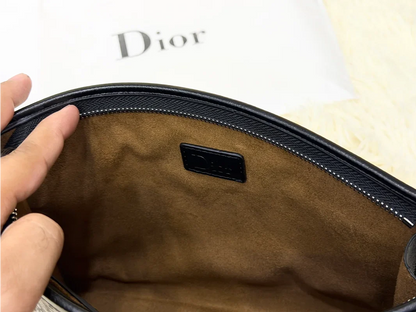 Dior Black & White Monogram Pattern Zip Pouch