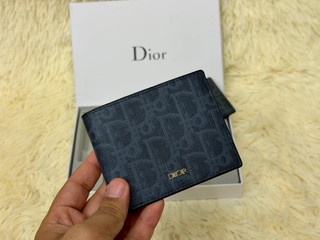 Dior Charcoal Monogram Wallet Gift Set with Card Holder & Keychain