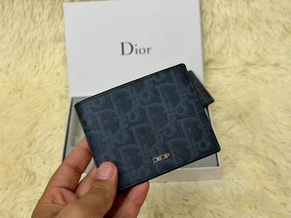 Dior Charcoal Monogram Wallet Gift Set with Card Holder & Keychain