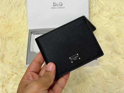 Dolce & Gabbana Black Saffiano Wallet Gift Set with Card Holder & Keychain