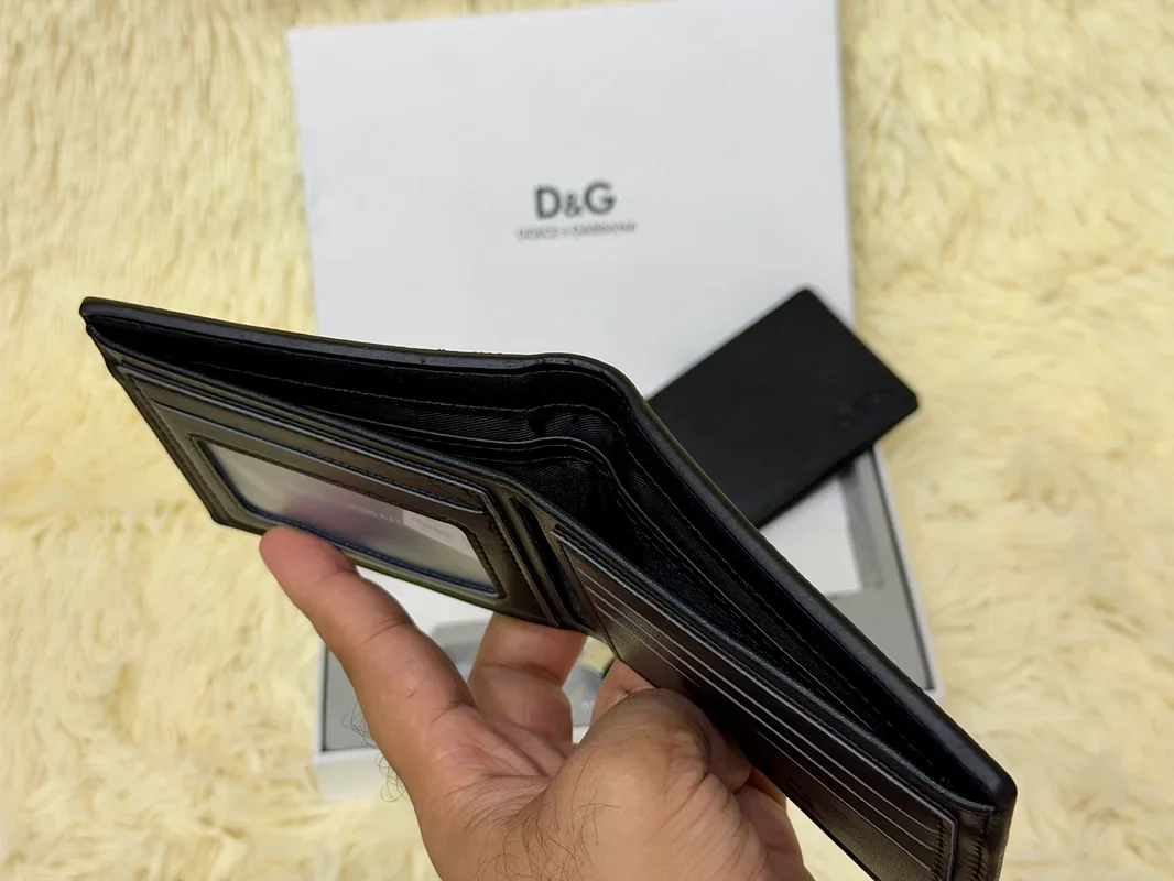 Dolce & Gabbana Black Saffiano Wallet Gift Set with Card Holder & Keychain