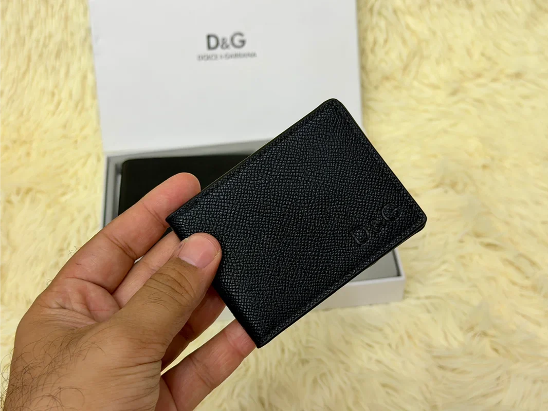 Dolce & Gabbana Black Saffiano Wallet Gift Set with Card Holder & Keychain