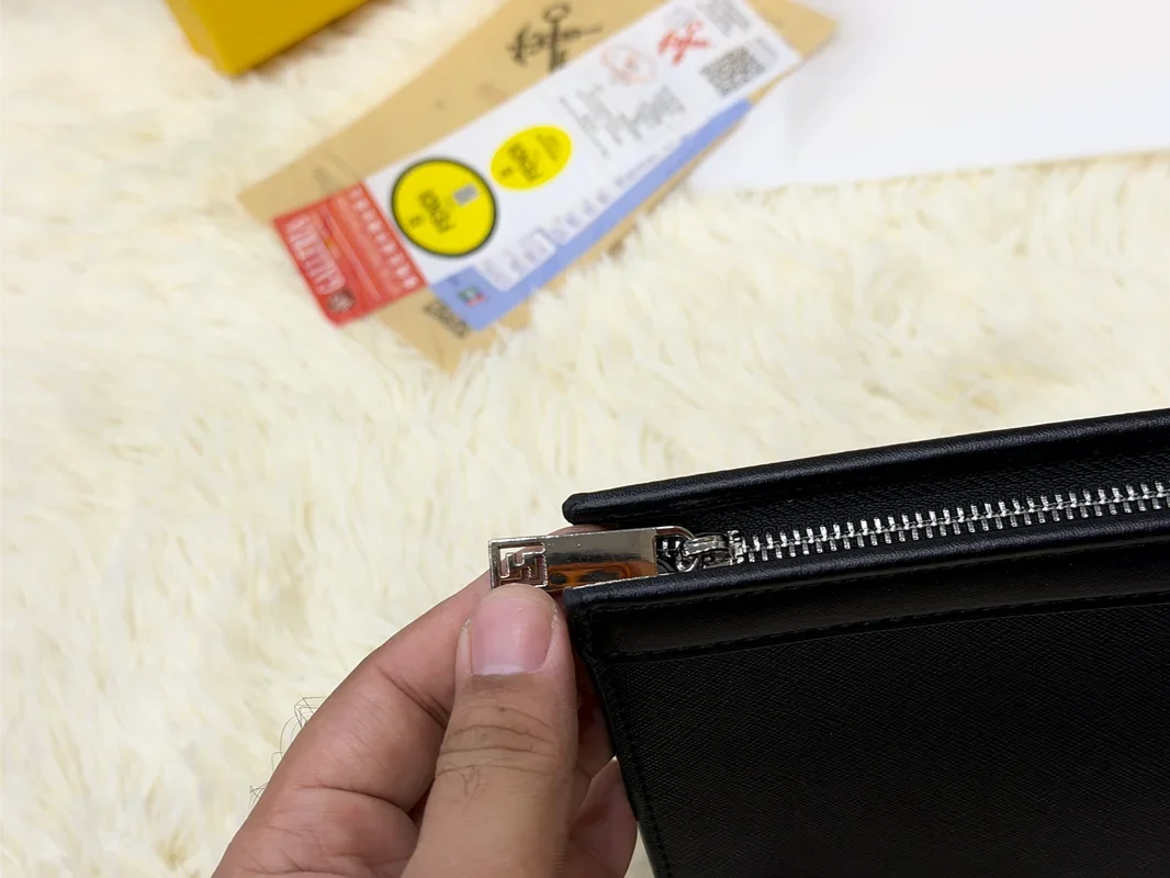 Fendi Black Monster Eyes Leather Zip Pouch
