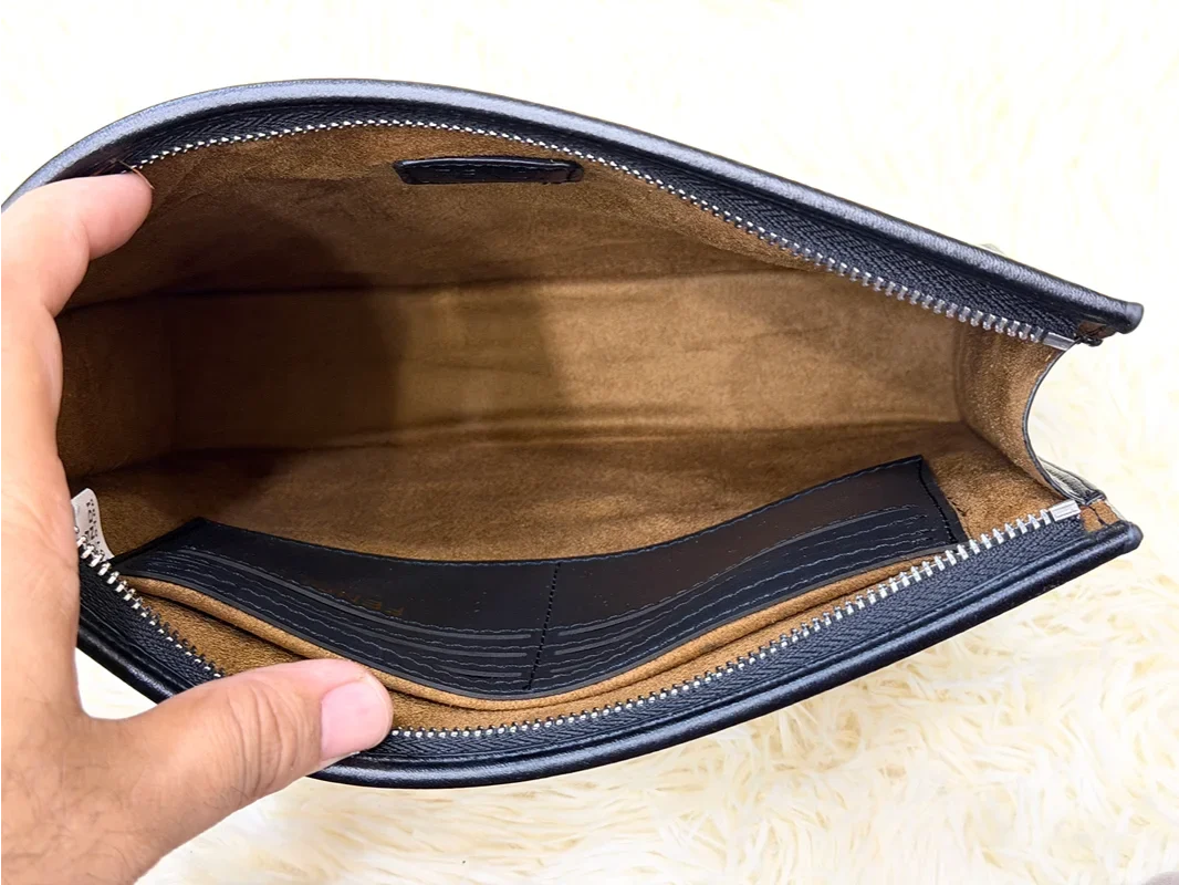 Fendi Black Monster Eyes Leather Zip Pouch