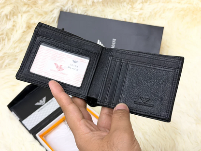 Giorgio Armani Black Embossed Logo Bifold Wallet