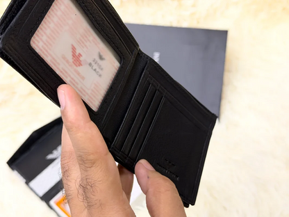 Giorgio Armani Black Embossed Logo Bifold Wallet