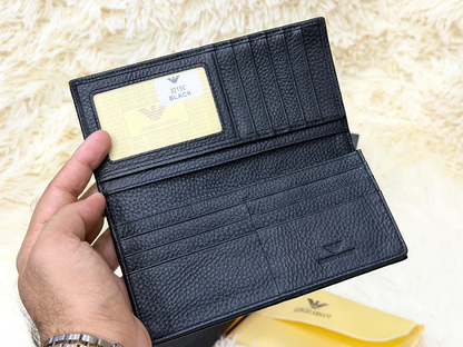 Giorgio Armani Black Embossed Logo Pattern Long Wallet