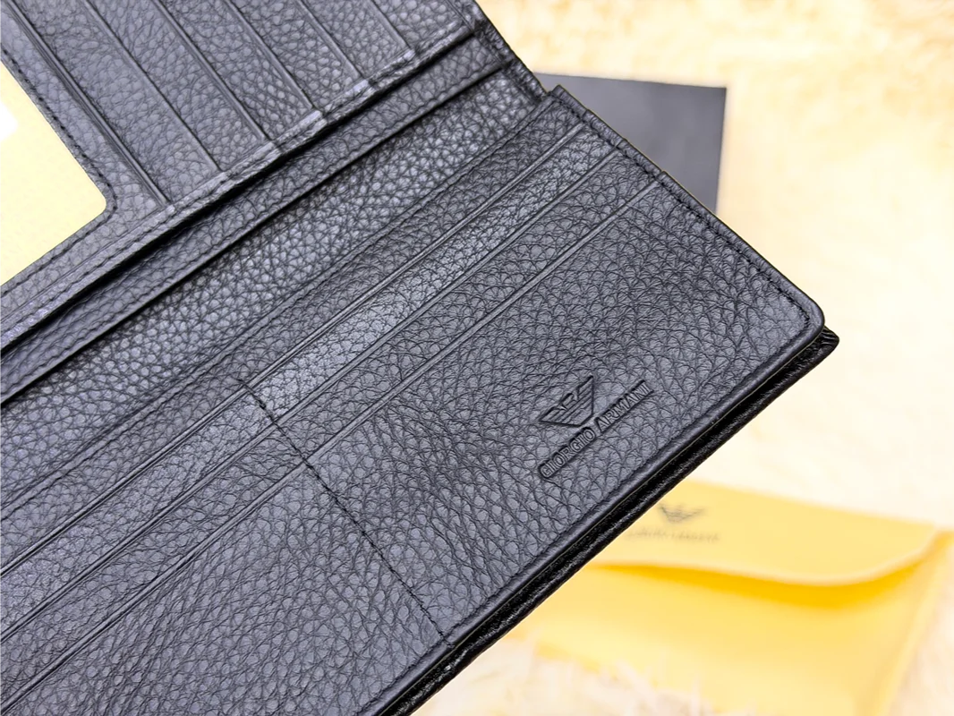 Giorgio Armani Black Embossed Logo Pattern Long Wallet