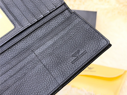 Giorgio Armani Black Embossed Logo Pattern Long Wallet