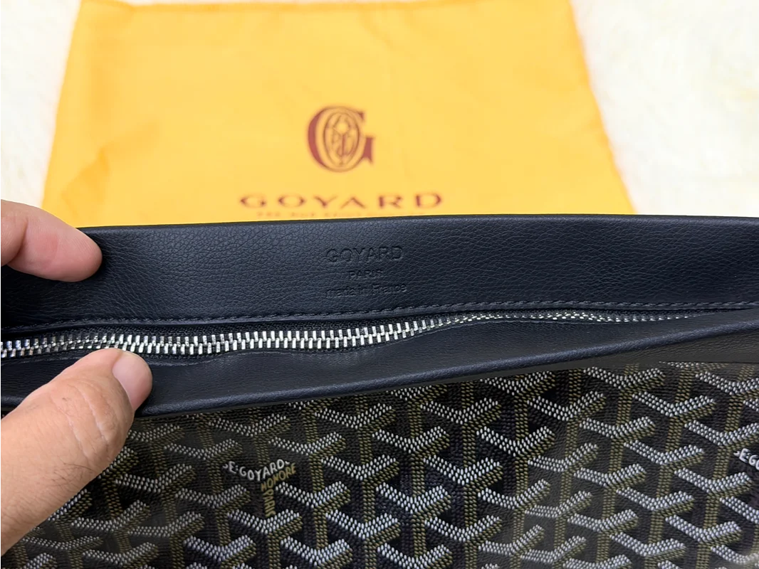 Goyard Black Monogram Wristlet Pouch with Adjustable Strap