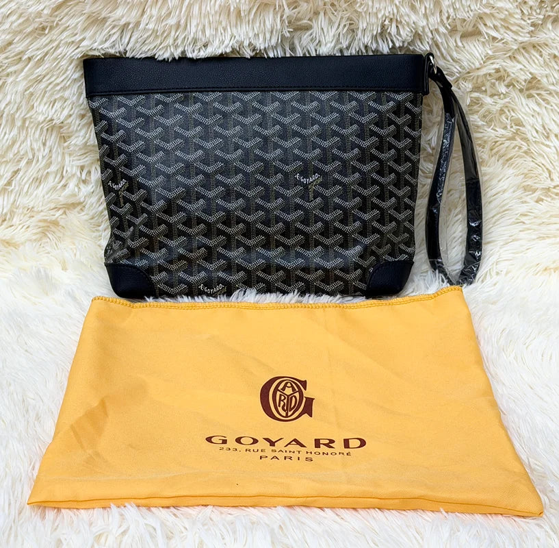 Goyard Black Monogram Wristlet Pouch with Adjustable Strap