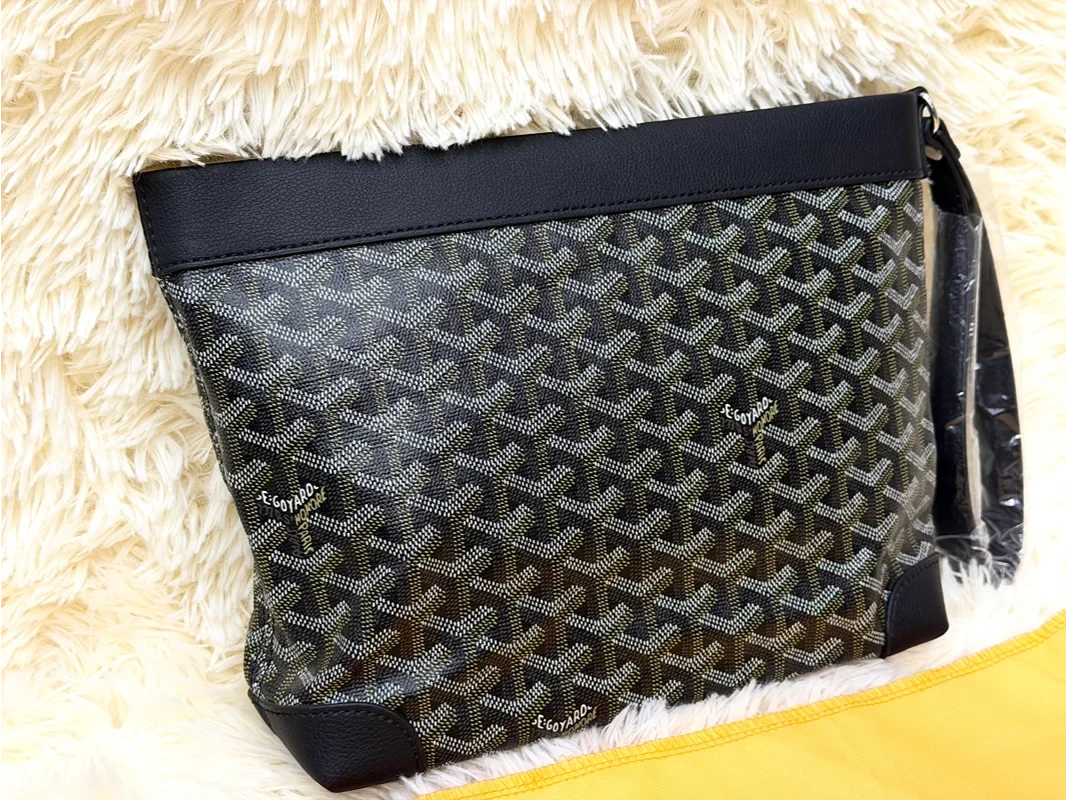 Goyard Black Monogram Wristlet Pouch with Adjustable Strap