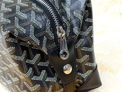Goyard Dark Brown Monogram Zip Pouch with Leather Trim