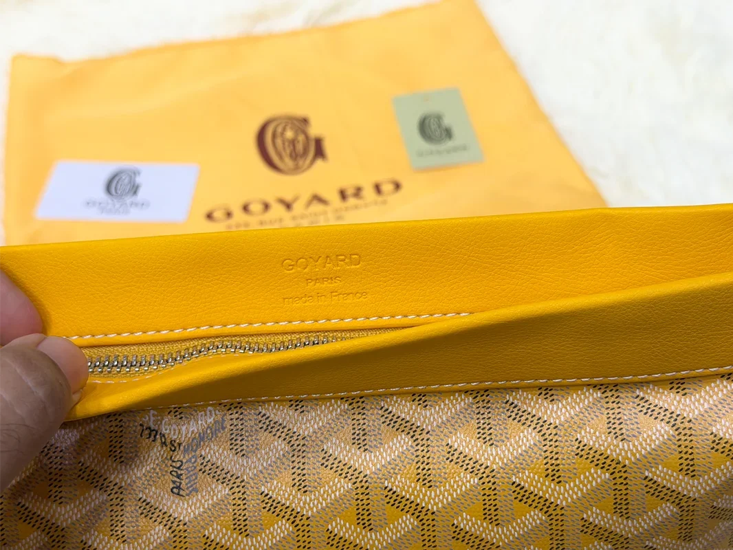 Goyard Golden Mustard Patterned Wristlet Pouch with Matching Strap