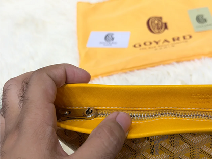 Goyard Golden Mustard Patterned Wristlet Pouch with Matching Strap