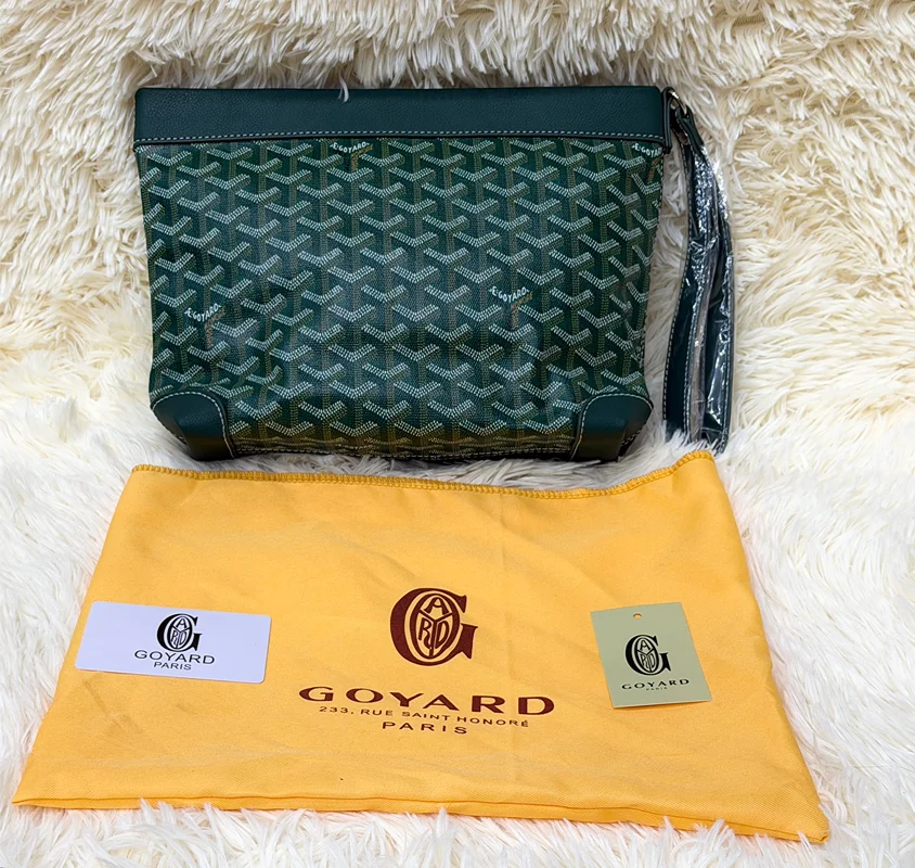Goyard Green Monogram Wristlet Pouch with Adjustable Strap