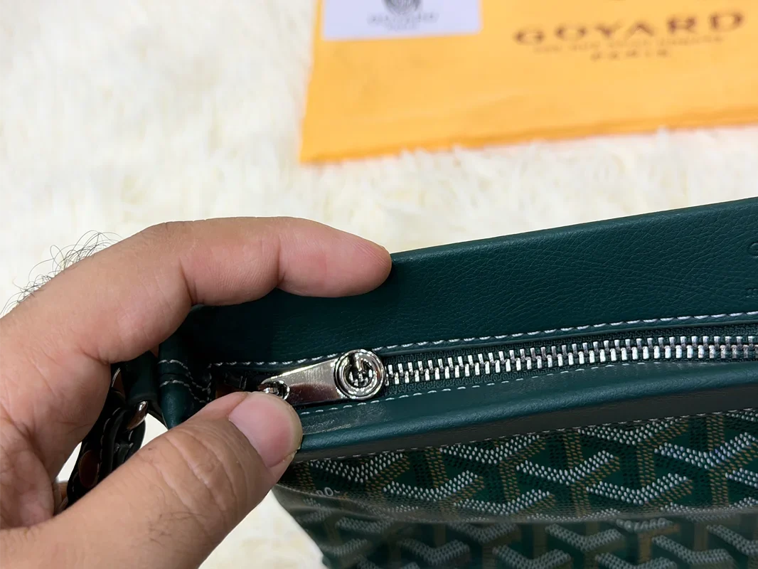 Goyard Green Monogram Wristlet Pouch with Adjustable Strap