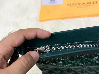 Goyard Green Monogram Wristlet Pouch with Adjustable Strap