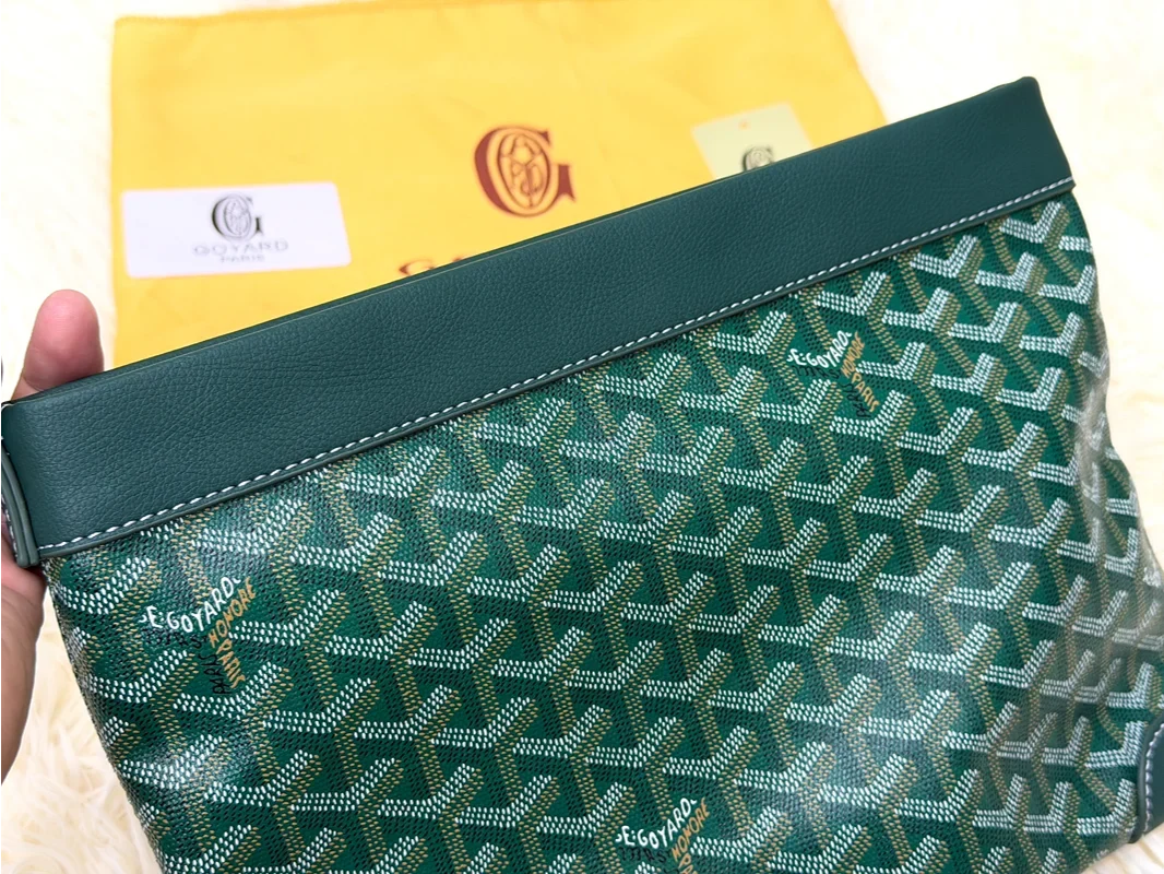 Goyard Green Monogram Wristlet Pouch with Adjustable Strap