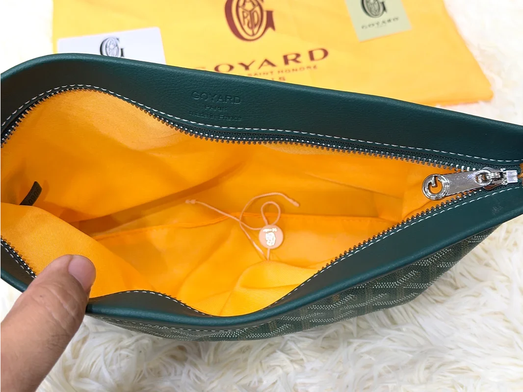 Goyard Green Monogram Wristlet Pouch with Adjustable Strap