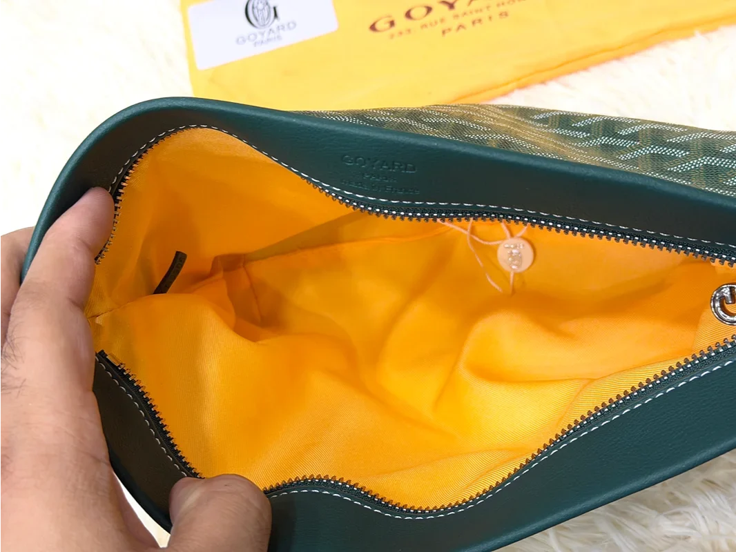 Goyard Green Monogram Wristlet Pouch with Adjustable Strap