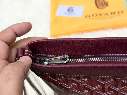 Goyard Marron Geometric Pattern Wristlet Pouch with Matching Strap