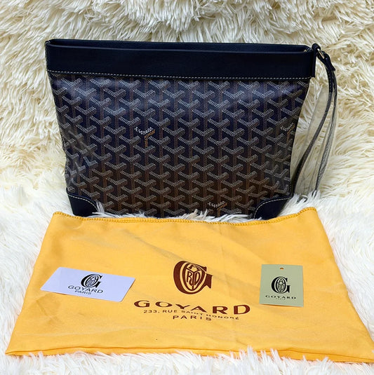 Goyard Midnight Blue Patterned Wristlet Pouch with Side Strap
