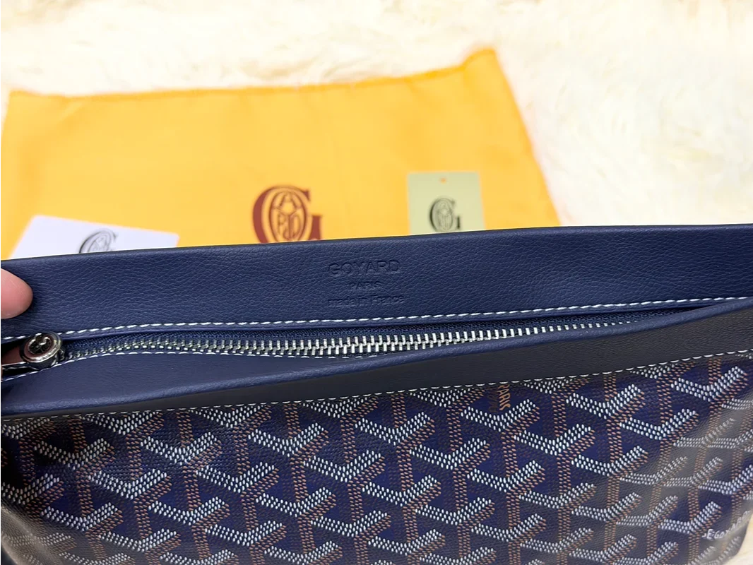 Goyard Midnight Blue Patterned Wristlet Pouch with Side Strap