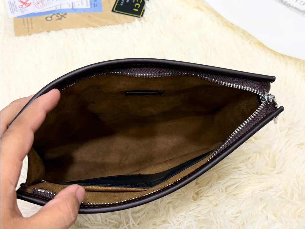 Gucci Beige GG Monogram Classic Zip Pouch