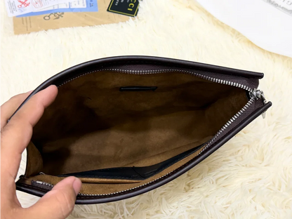 Gucci Beige GG Monogram Classic Zip Pouch
