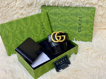Gucci Black Belt Gift Set with Interchangeable GG Buckles
