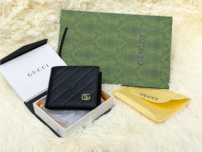 Gucci Black Diagonal Embossed GG Bifold Wallet
