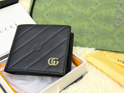 Gucci Black Diagonal Embossed GG Bifold Wallet