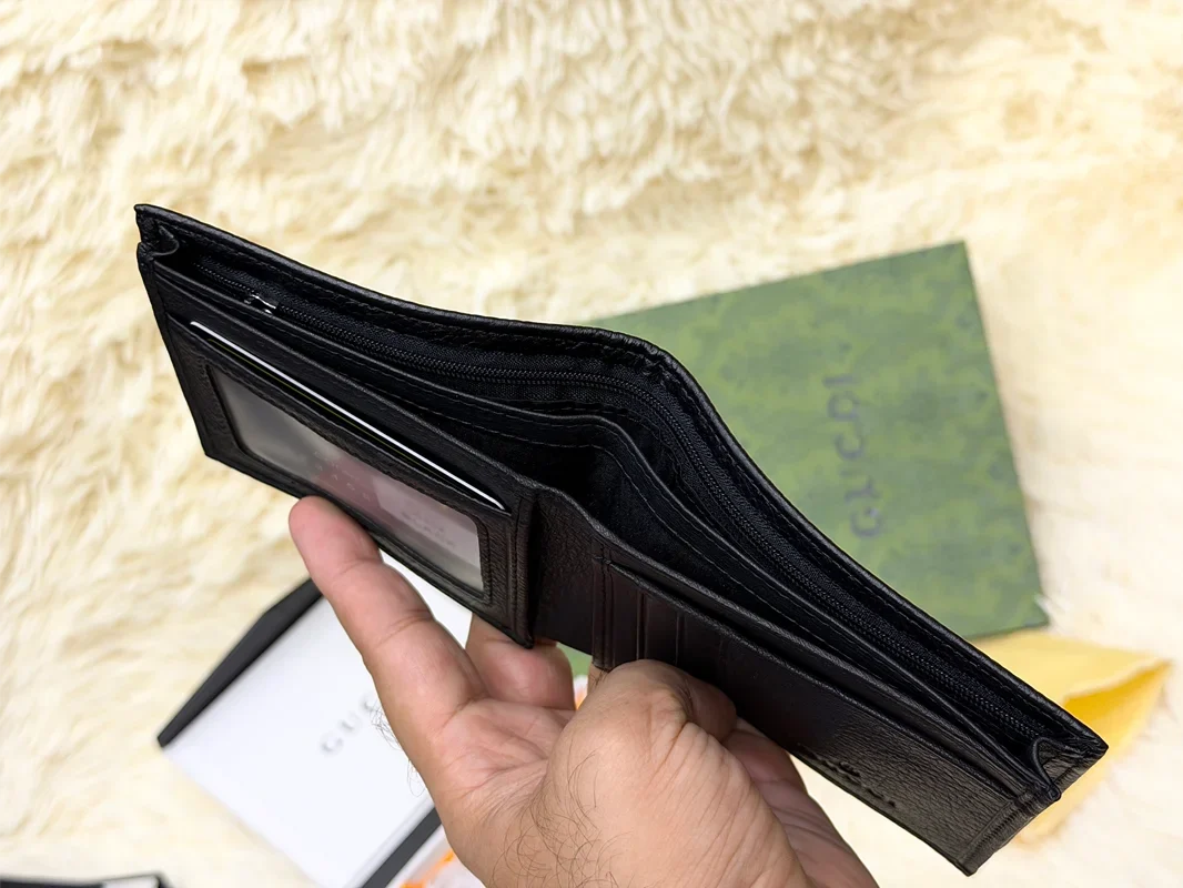 Gucci Black Diagonal Embossed GG Bifold Wallet