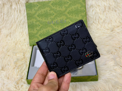 Gucci Black Embossed GG Pattern Wallet Gift Set with Card Holder & Keychain