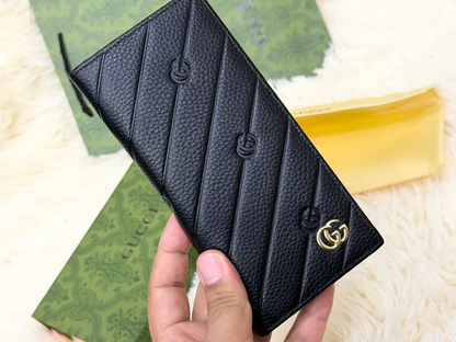 Gucci Black GG Diagonal Pattern Long Wallet