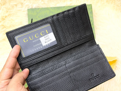 Gucci Black GG Diagonal Pattern Long Wallet