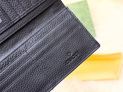 Gucci Black GG Diagonal Pattern Long Wallet