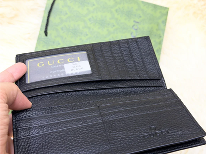 Gucci Black GG Diagonal Pattern Long Wallet