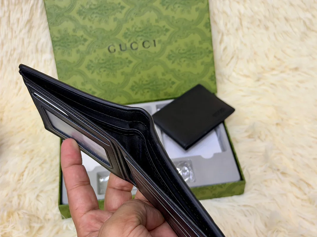 Gucci Black GG Embossed Wallet Gift Set with Card Holder & Keychain