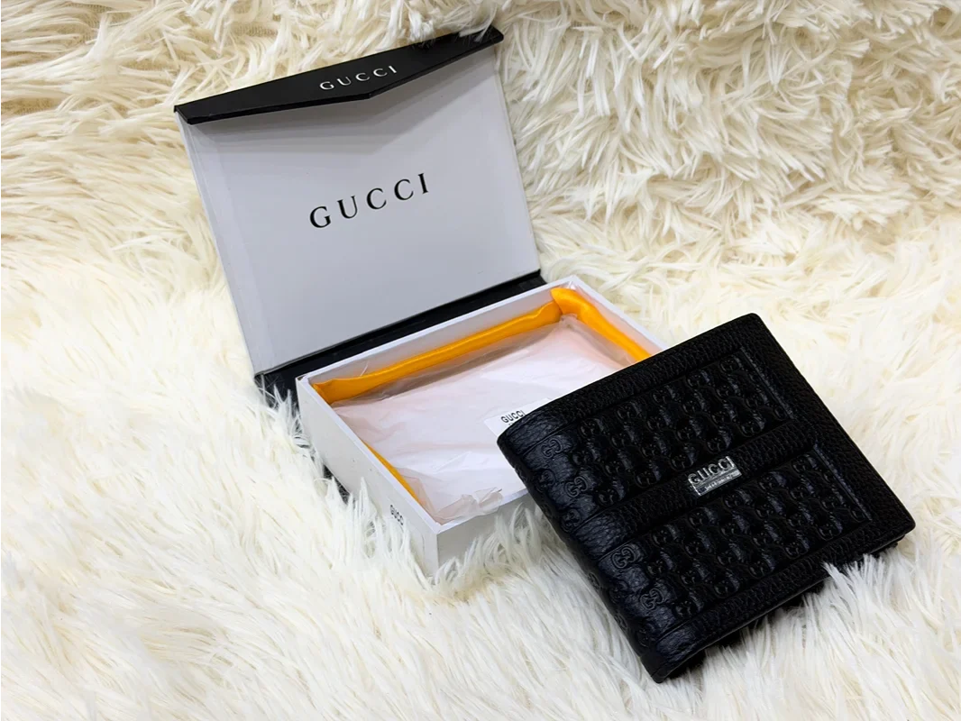 Gucci Black GG Monogram Bifold Wallet