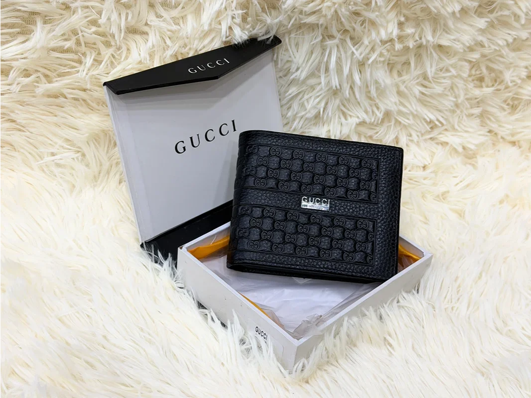 Gucci Black GG Monogram Bifold Wallet