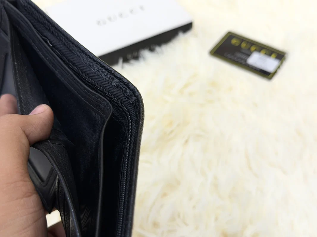 Gucci Black GG Monogram Bifold Wallet